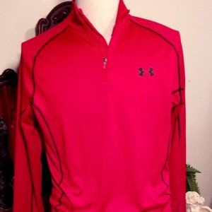 UNDER ARMOUR ColdGear Long Sleeve Red 1/4 Zip L